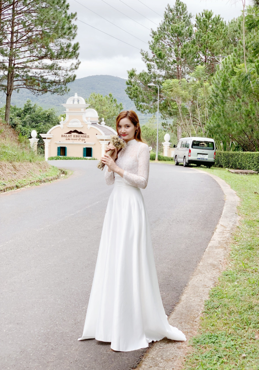Đầm Hàn Quốc Phụ nữ Dự tiệc Váy dạ hội Váy trắng Váy dài thanh lịch
