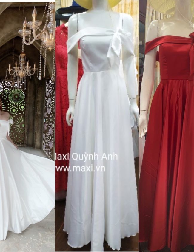 Đầm dạ hội trắng đẹp đơn giản sang trọng (sẵn eo 74-85cm) - MS: 697T -  Gottwow