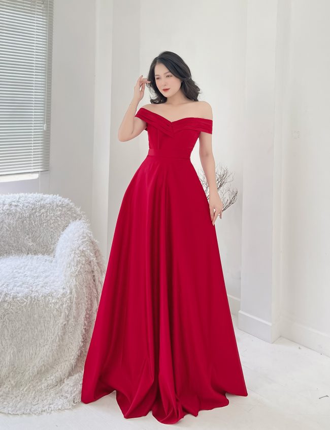 Váy Cưới Suông Trễ Vai Màu Đỏ- DUANBRIDAL | Cô dâu, Sequin, Voan