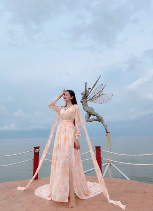 Váy Maxi Loang Xẻ Tà Nhẹ Nhàng Tao Nhã