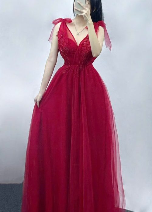 Đầm Dạ Hội Hoa Ngực Thắt Vai