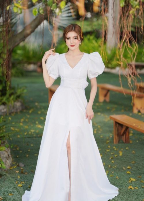 Đầm Dạ Hội Trắng Tay Con