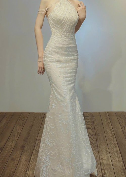 Đầm Cưới Đuôi Cá Cổ Yếm