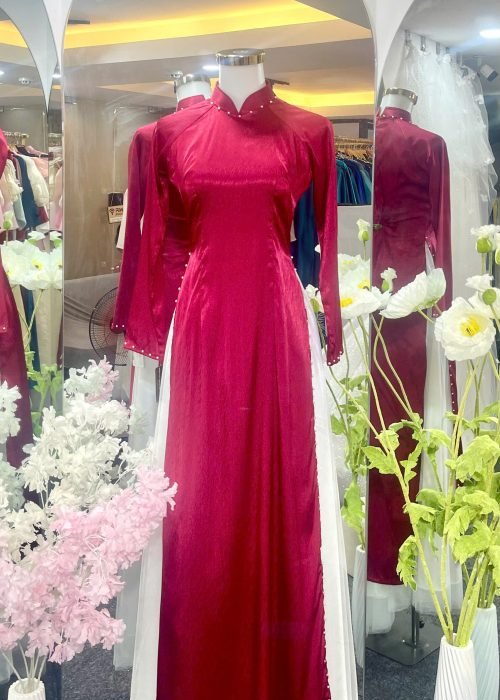 Áo Dài Tết Đỏ Cẩm Nhung