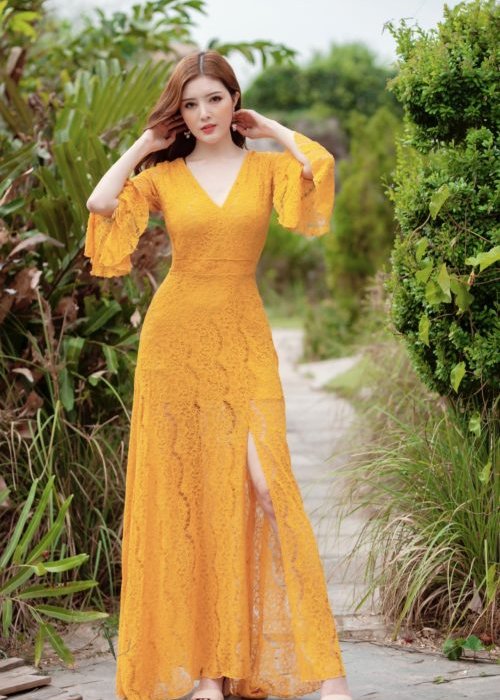 Đầm Maxi Phối Ren Cao Cấp