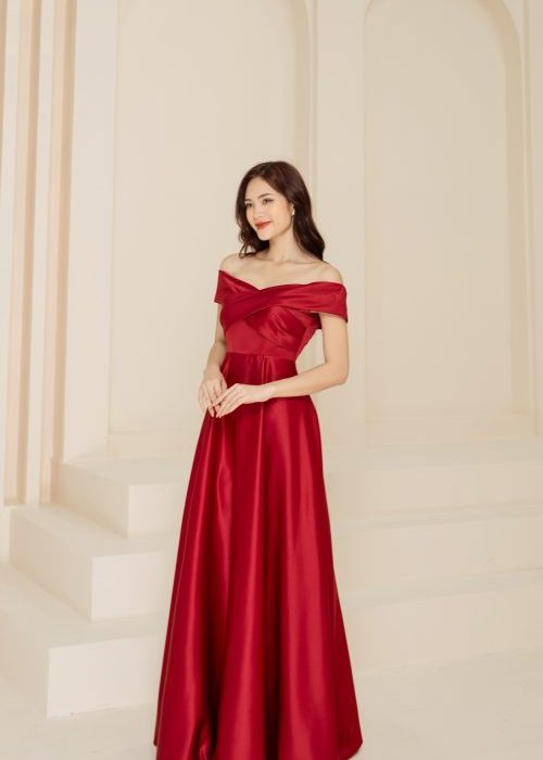 Váy Dạ Hội Trễ Vai Phong Cách Đơn Giản