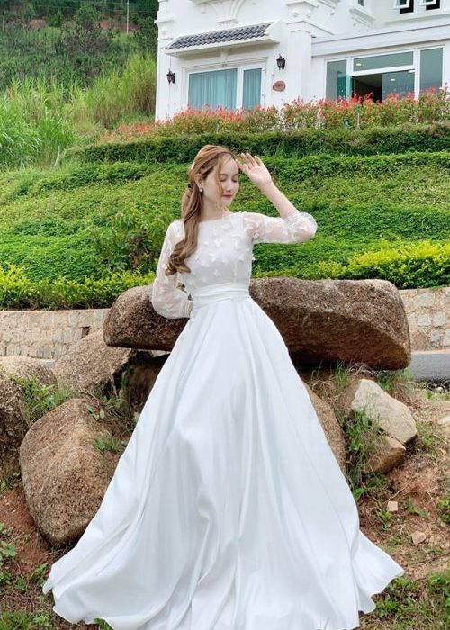 Đầm Dạ Hội Phi Trắng Bướm