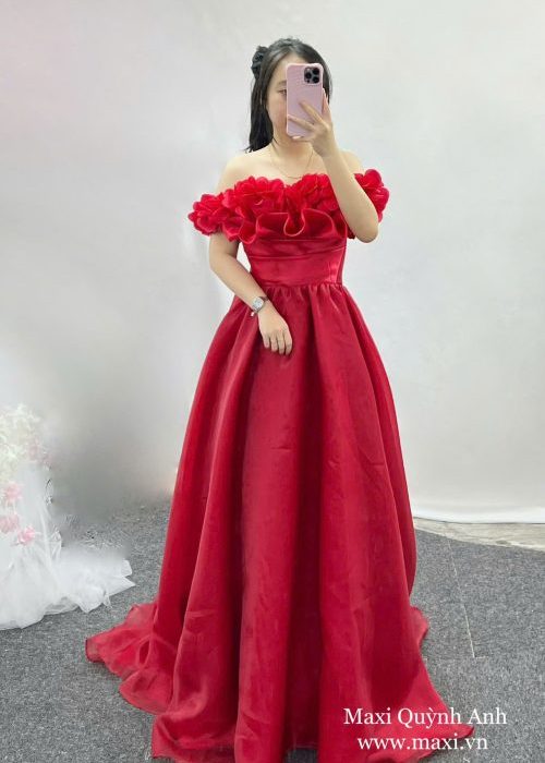 Váy Dạ Hội Trễ Vai Hoa Bèo