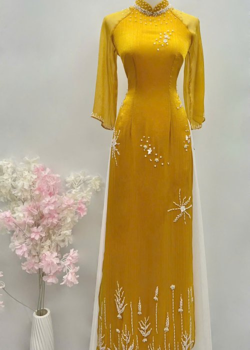 Áo Dài Vàng Ánh Kim Cao Cấp