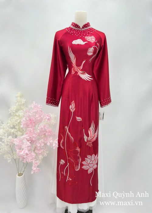 Áo Dài Sui Thêu Hạc
