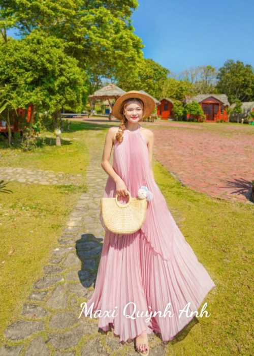 Maxi Yếm Dập Ly Hồng