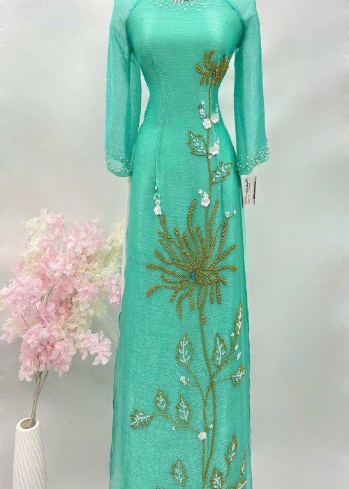 Áo Dài Sui Tơ Xước Kim Điệp Vũ