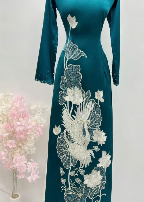 Áo Dài Sui Vân Khôi Trắng