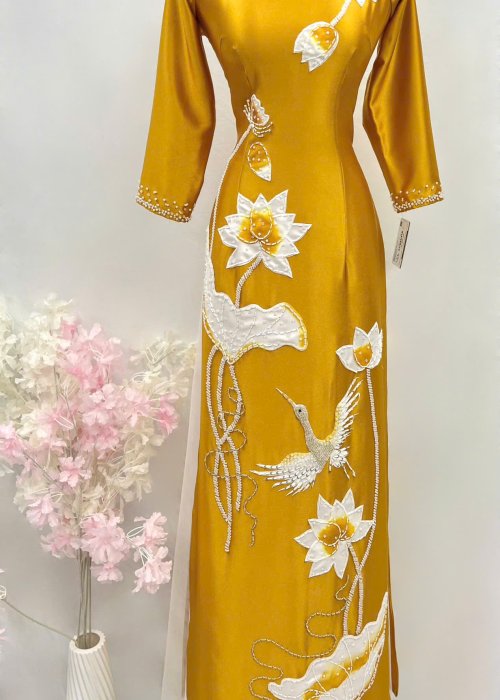 Áo Dài Đan Liên Hạc Cao Cấp