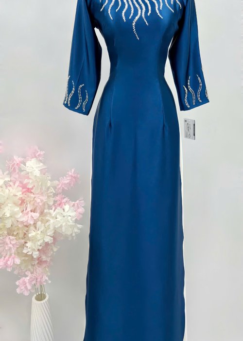 Áo Dài Lam Hải Châu Sang Trọng