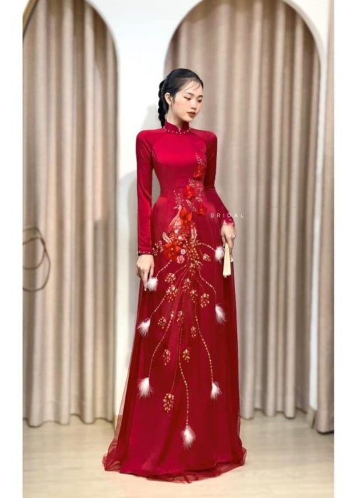 Áo Dài Cưới Hồng Y Phụng Hoàng Lụa (ADLV)