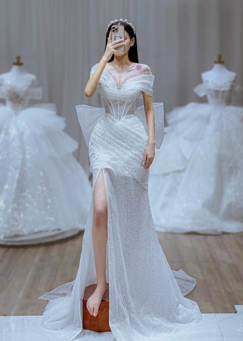 Váy cưới kim sa body cao cấp (BDX)