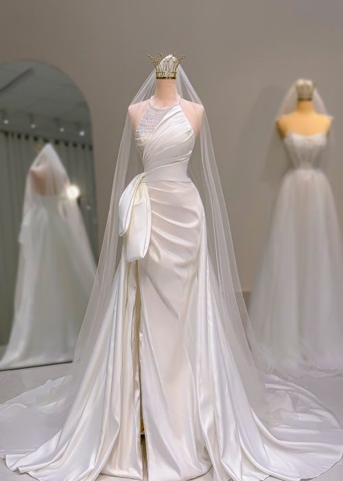 Váy Cưới Yếm Trắng Kim Sa