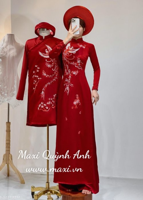 Cặp Áo Dài Cưới Phượng Cát Tường