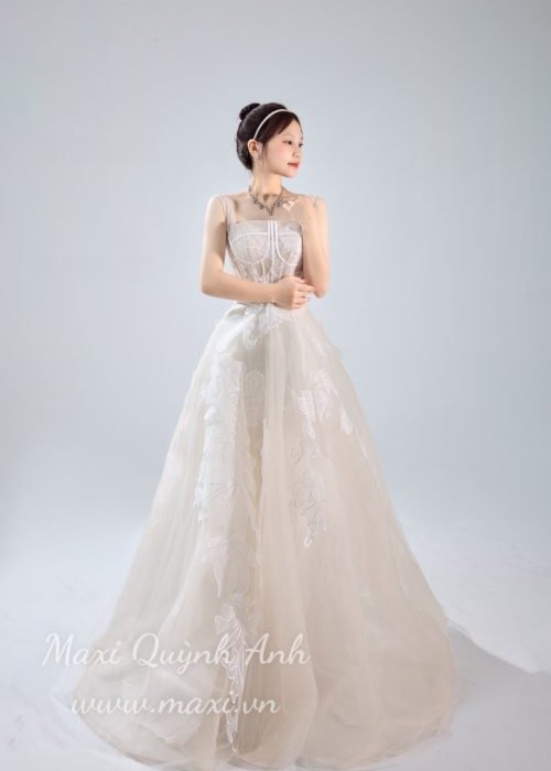 Váy 2 Dây Bảng To Phối Ren