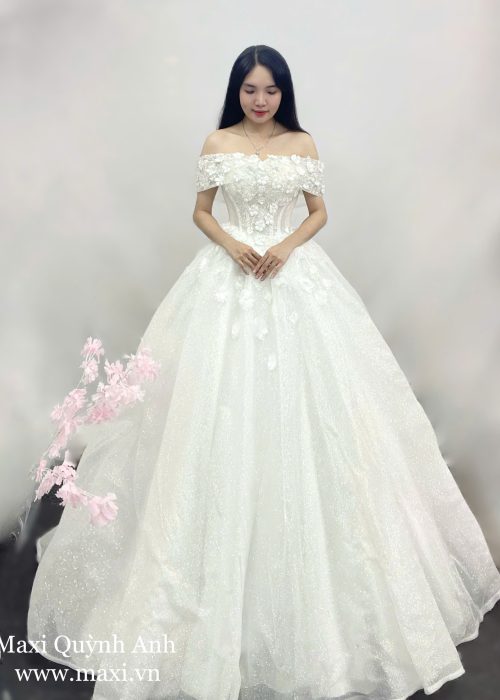 Váy Ren Trễ Vai Hoa Nhí