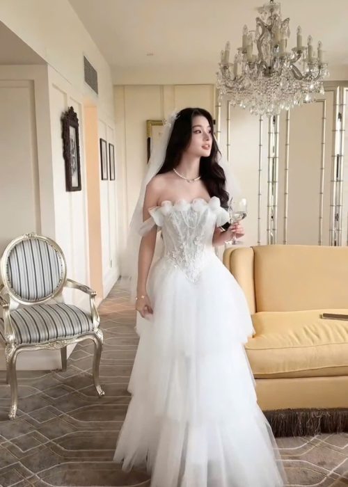 Set Váy Trễ Vai Hoa Lưới