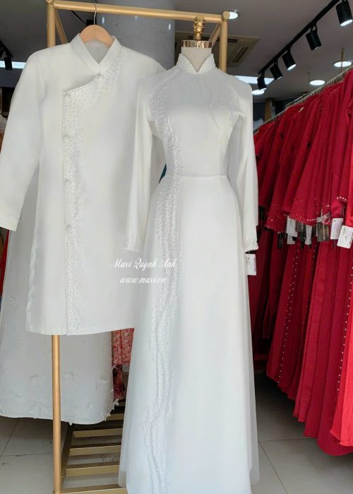 Cặp Áo Dài Cưới Ngọc Trai