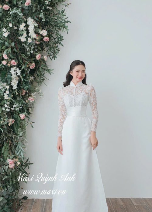 Áo Dài Cưới Ren Phối Tafta Thanh Lịch