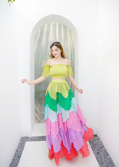 Set Maxi Bèo Tầng Phối Màu