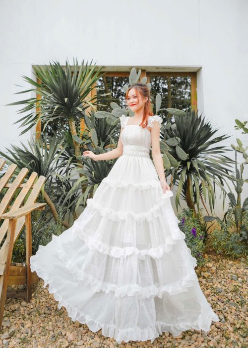 Đầm Maxi Voan 2 Dây Bèo Tầng