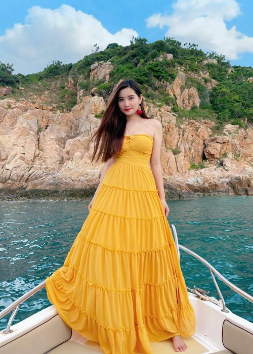 Đầm Maxi Cup Ngực Bèo Tầng Tao Nhã