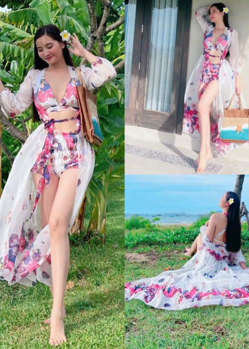 Set Bikini Hoa Tím Loang Táo Bạo
