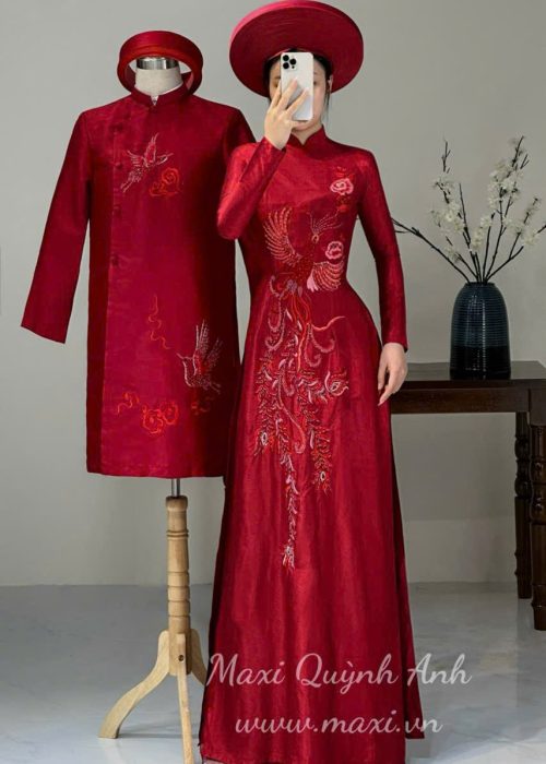 Cặp Áo Dài Cưới Phụng Hoàng Mẫu Đơn
