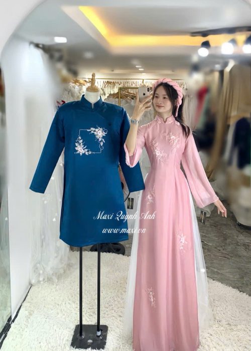 Cặp Áo Dài Cưới  Bách Hoa Hỷ Y
