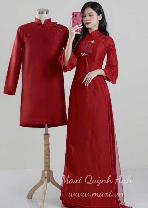 Áo Dài Cưới Hỷ Vuông Truyền thống