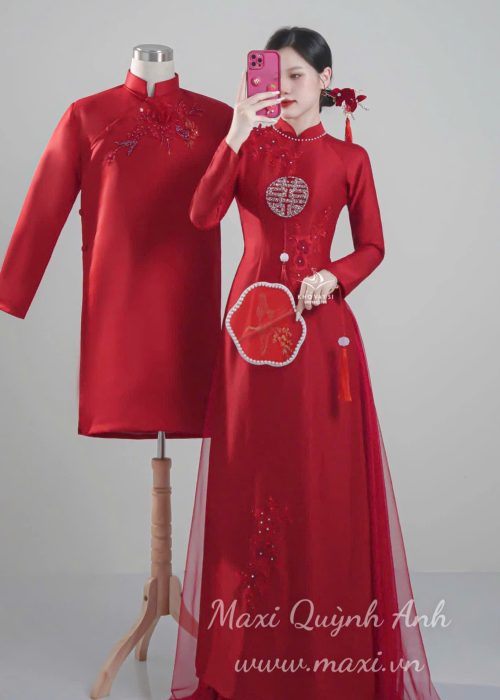 Cặp Áo Dài Cưới Ngọc Trai Hỷ
