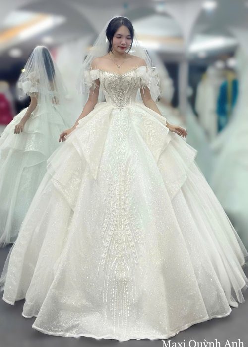 Váy Cưới Trễ Vai Thiên Nga Tuyết