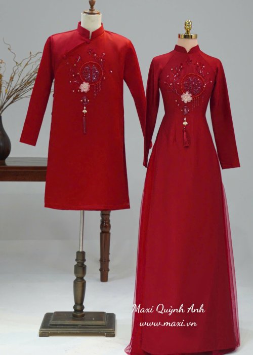 Cặp Áo Dài Cưới Hỷ Hoa Trường Xuân