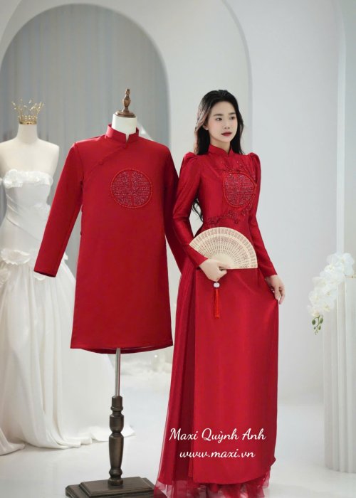 Cặp Áo Dài Cưới Hỷ Hoa Bảo Ngọc