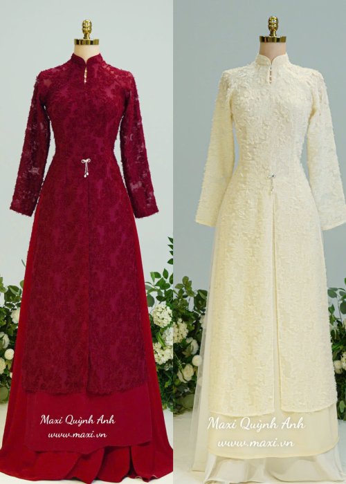 Áo Dài Cưới Long Vũ Tà Xẻ