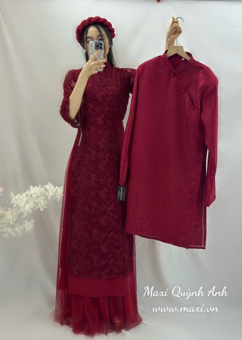 Cặp Áo Dài Cưới Vũ Y Đỏ