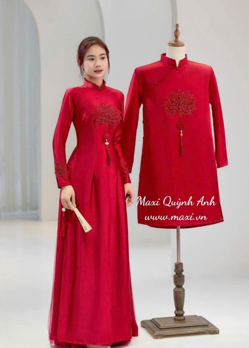 Cặp Áo Dài Cưới Sen Bảo Ngọc