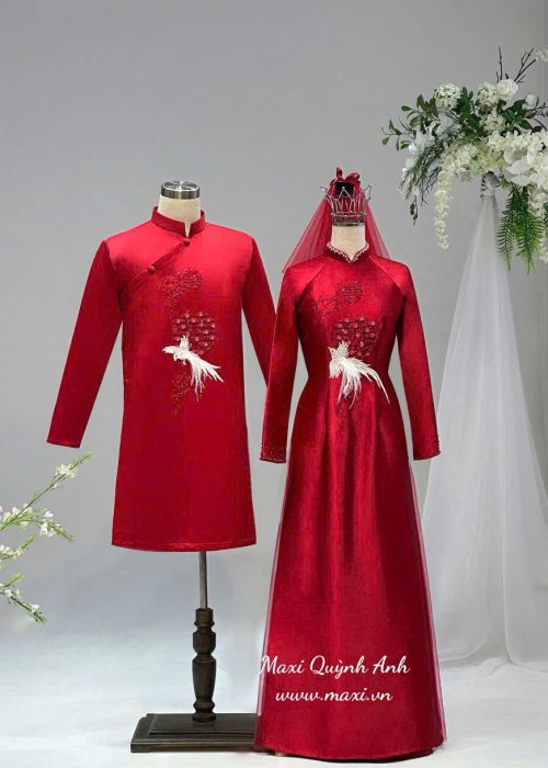 Cặp Áo Dài Cưới Hỷ Kim Tước