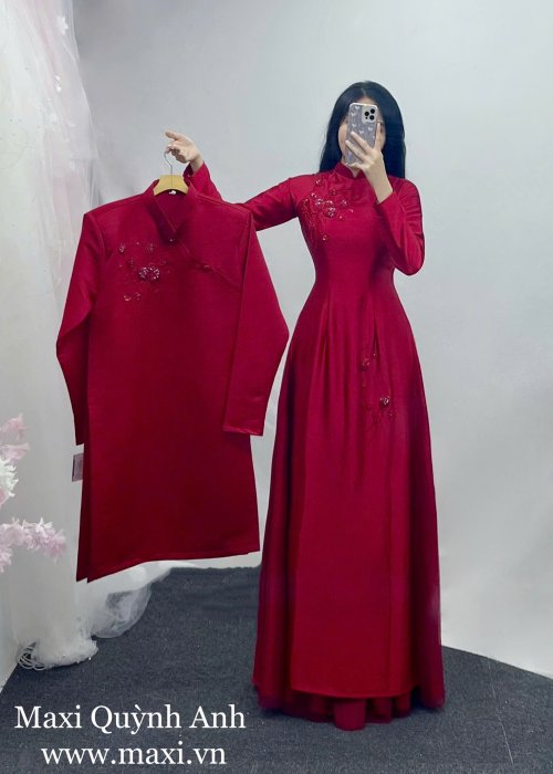 Cặp Áo Dài Cưới Kết Hoa Đơn Giản