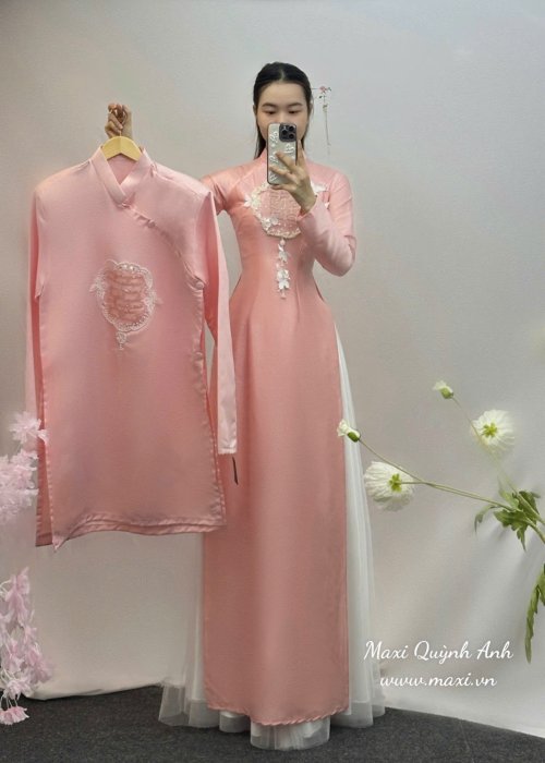 Cặp Áo Dài Cưới Phối Hoa Hỷ