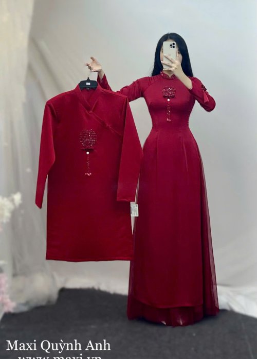 Cặp Áo Dài Cưới Pha Lê Hỷ Sắc