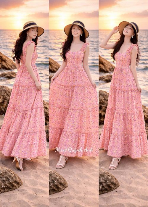 Đầm Maxi 2 Dây Hoa Nhí Nhẹ Nhàng