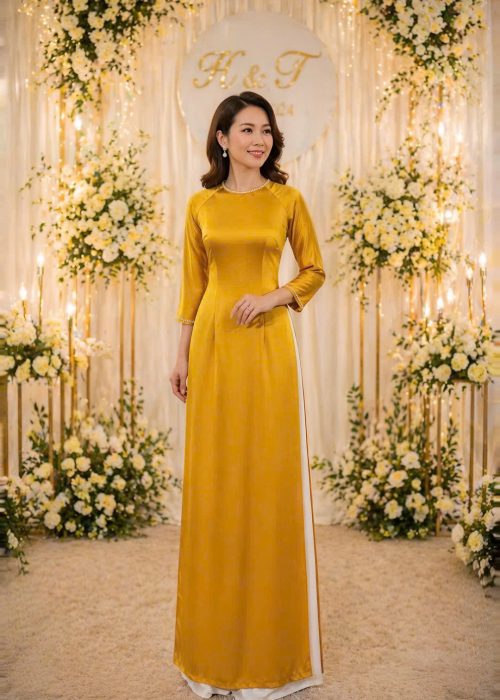 Áo Dài Sui Vàng Thanh Thuần