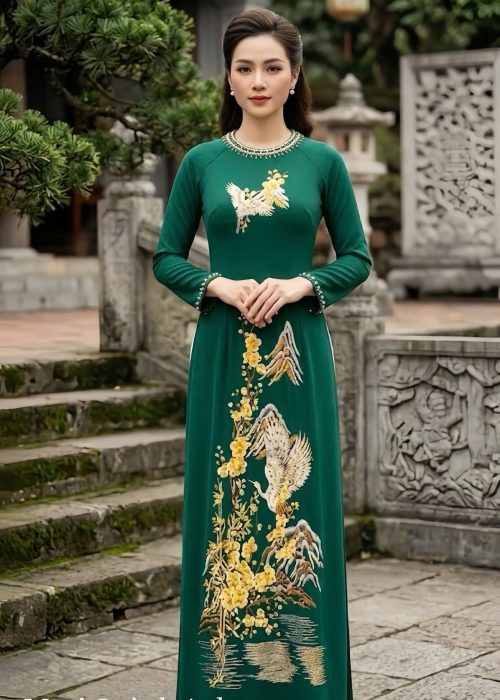 Áo Dài Sui Lục Bảo Sang Trọng