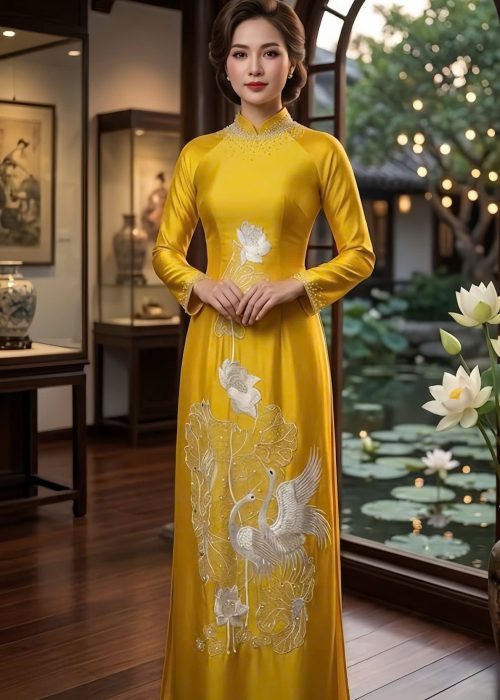 Áo Dài Sui Kim Hạc Ngọc Liên